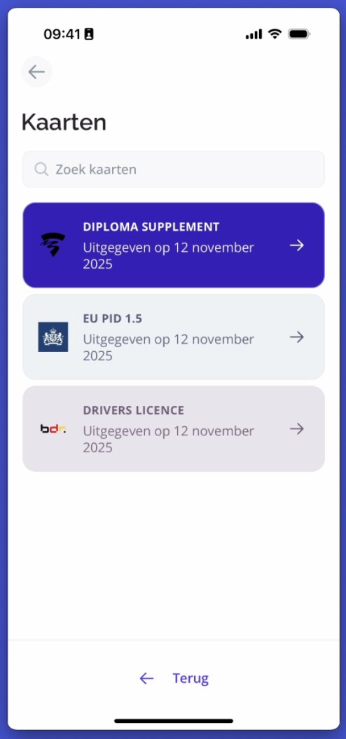 Kaartenoverzicht in de wallet