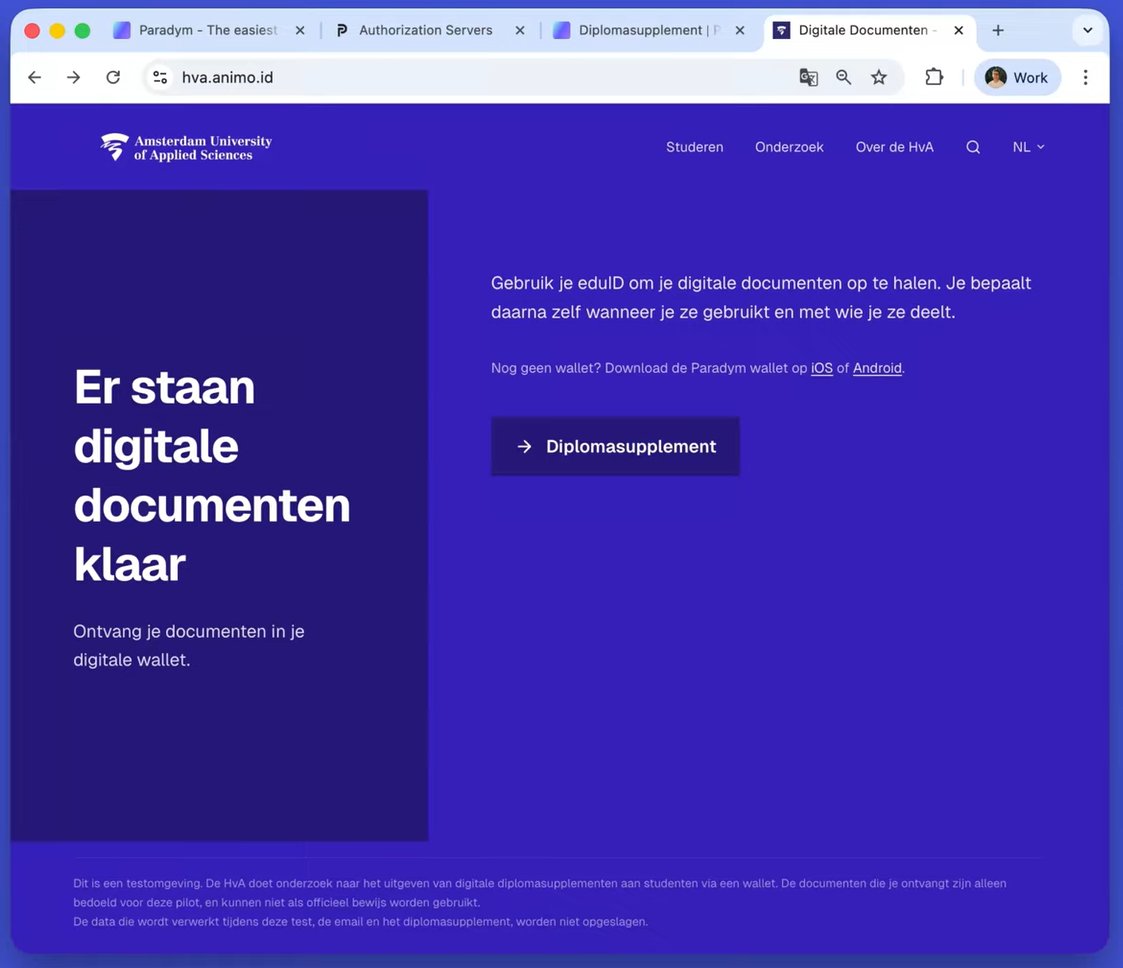 Still uit demovideo: HvA-pagina digitale documenten